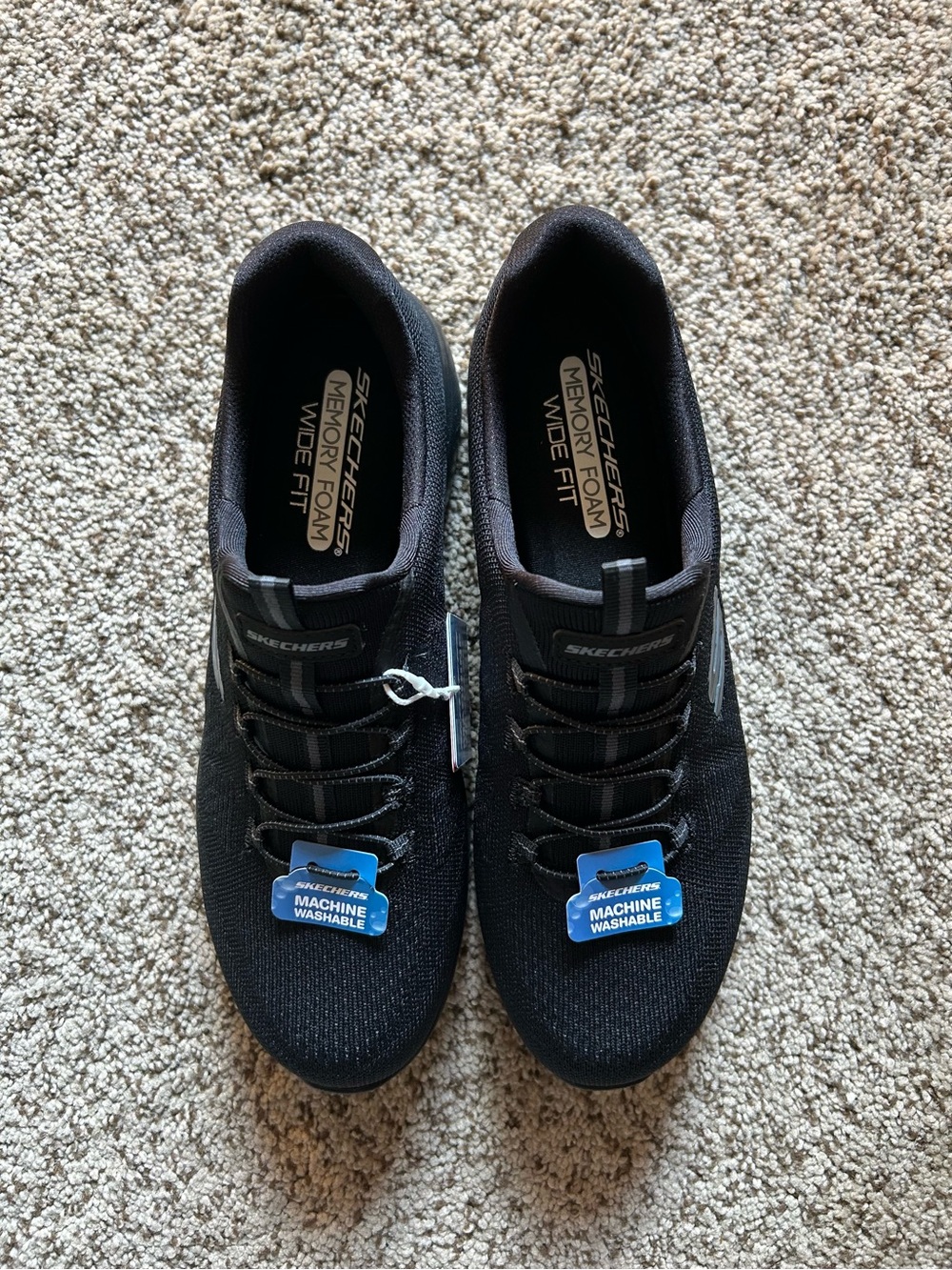 Skechers Summits black slip on sneakers with bungee stretch laces women 10 wide - Picture 3 of 6